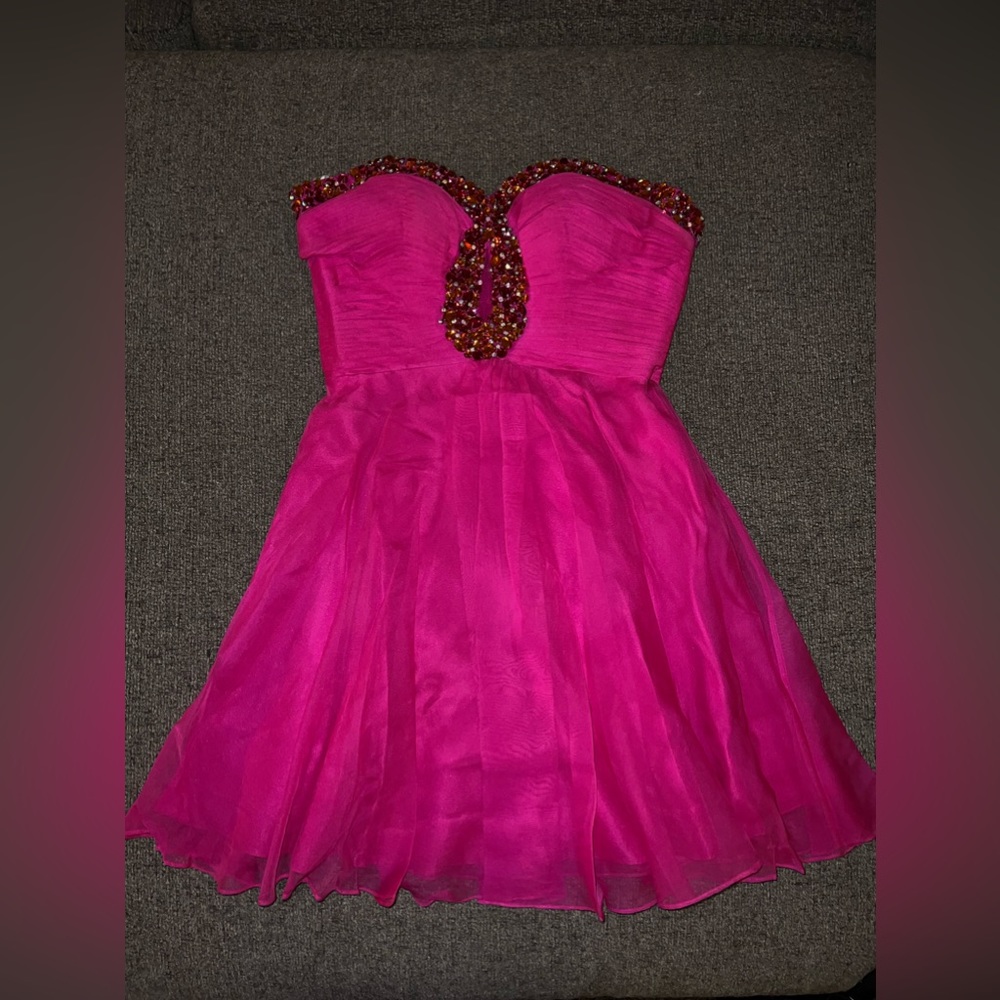 Sherri Hill Hot Pink Mini Dress Size 4